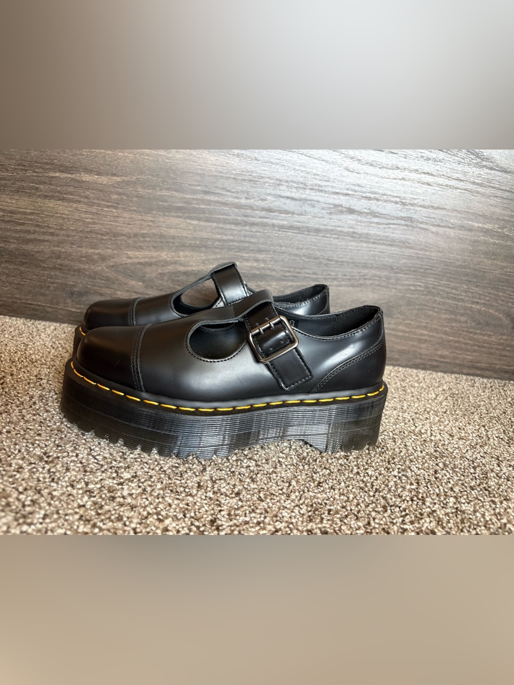 Dr. Martens Bethan Polished Smooth Leather Platform Shoes - Picture 2 of 5